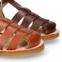 SOFT Nappa leather kids Sandal shoes crossed straps design with SUPER FLEXIBLE soles.