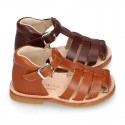 SOFT Nappa leather kids Sandal shoes crossed straps design with SUPER FLEXIBLE soles.