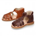 SOFT Nappa leather kids Sandal shoes crossed straps design with SUPER FLEXIBLE soles.