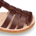 SOFT Nappa leather kids Sandal shoes crossed straps design with SUPER FLEXIBLE soles.