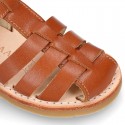 SOFT Nappa leather kids Sandal shoes crossed straps design with SUPER FLEXIBLE soles.