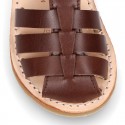 SOFT Nappa leather kids Sandal shoes crossed straps design with SUPER FLEXIBLE soles.