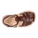 SOFT Nappa leather kids Sandal shoes crossed straps design with SUPER FLEXIBLE soles.