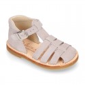 SOFT SUEDE leather kids Sandal shoes crossed straps design with SUPER FLEXIBLE soles.