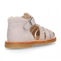 SOFT SUEDE leather kids Sandal shoes crossed straps design with SUPER FLEXIBLE soles.