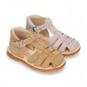 SOFT SUEDE leather kids Sandal shoes crossed straps design with SUPER FLEXIBLE soles.