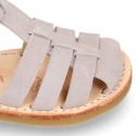 SOFT SUEDE leather kids Sandal shoes crossed straps design with SUPER FLEXIBLE soles.