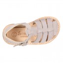 SOFT SUEDE leather kids Sandal shoes crossed straps design with SUPER FLEXIBLE soles.