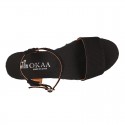 BLACK Cotton canvas women platform espadrille sandal shoes.