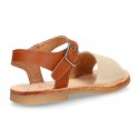 Combined Nappa Leather Girl Sandal shoes with buckle fastening.