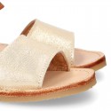 Combined Nappa Leather Girl Sandal shoes with buckle fastening.