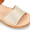 Combined Nappa Leather Girl Sandal shoes with buckle fastening.