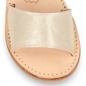 Combined Nappa Leather Girl Sandal shoes with buckle fastening.