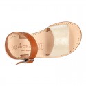 Combined Nappa Leather Girl Sandal shoes with buckle fastening.