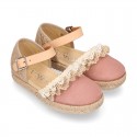 LACES design canvas little Girl espadrille style shoes.