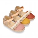 LACES design canvas little Girl espadrille style shoes.