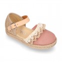 LACES design canvas little Girl espadrille style shoes.