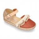 LACES design canvas little Girl espadrille style shoes.