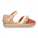 LACES design canvas little Girl espadrille style shoes.