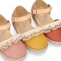 LACES design canvas little Girl espadrille style shoes.