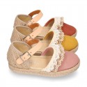 LACES design canvas little Girl espadrille style shoes.