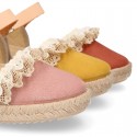 LACES design canvas little Girl espadrille style shoes.