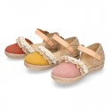 LACES design canvas little Girl espadrille style shoes.