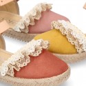 LACES design canvas little Girl espadrille style shoes.