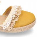 LACES design canvas little Girl espadrille style shoes.