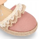 LACES design canvas little Girl espadrille style shoes.