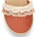 LACES design canvas little Girl espadrille style shoes.