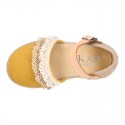 LACES design canvas little Girl espadrille style shoes.