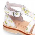 PINEAPPLE design Nappa leather Girl Sandal shoes crossed straps design with SUPER FLEXIBLE soles.