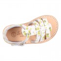 PINEAPPLE design Nappa leather Girl Sandal shoes crossed straps design with SUPER FLEXIBLE soles.