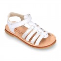 COMBINED Nappa leather Girl Sandal shoes crossed straps design with SUPER FLEXIBLE soles.