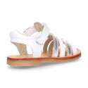 COMBINED Nappa leather Girl Sandal shoes crossed straps design with SUPER FLEXIBLE soles.