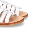 COMBINED Nappa leather Girl Sandal shoes crossed straps design with SUPER FLEXIBLE soles.