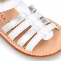 COMBINED Nappa leather Girl Sandal shoes crossed straps design with SUPER FLEXIBLE soles.