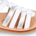 COMBINED Nappa leather Girl Sandal shoes crossed straps design with SUPER FLEXIBLE soles.