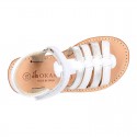 COMBINED Nappa leather Girl Sandal shoes crossed straps design with SUPER FLEXIBLE soles.
