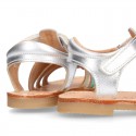 METAL colors Nappa leather Girl Sandal shoes crossed straps design with SUPER FLEXIBLE soles.