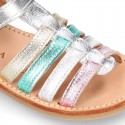 METAL colors Nappa leather Girl Sandal shoes crossed straps design with SUPER FLEXIBLE soles.