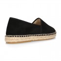 BLACK smooth cotton canvas classic espadrille shoes with handmade toe cap.