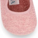 Pastel colors Knit Cotton canvas little Home Mary Jane shoes with hook and loop closure for babies.