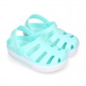 Kids jelly shoes with OLA CLOG design for beach and pool use.