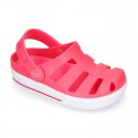 Kids jelly shoes with OLA CLOG design for beach and pool use.