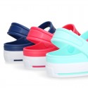 Kids jelly shoes with OLA CLOG design for beach and pool use.