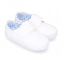 Cotton Canvas kids sneakers or bamba shoes with hook and loop strap closure.