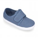 Cotton Canvas kids sneakers or bamba shoes with hook and loop strap closure.