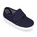 Cotton Canvas kids sneakers or bamba shoes with hook and loop strap closure.